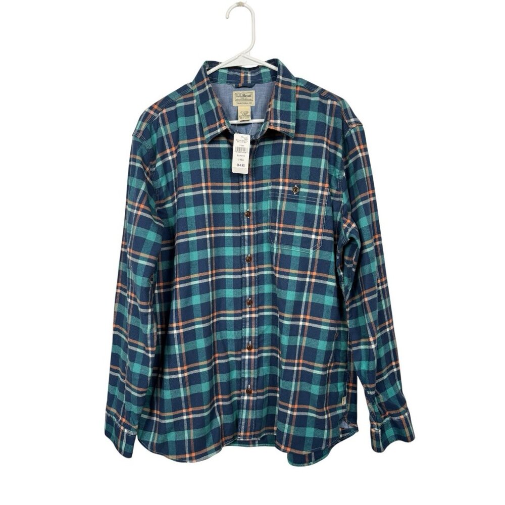 NWT LL Bean BeanFlex Shirt Mens L All-Season Flannel Traditional Untucked Preppy